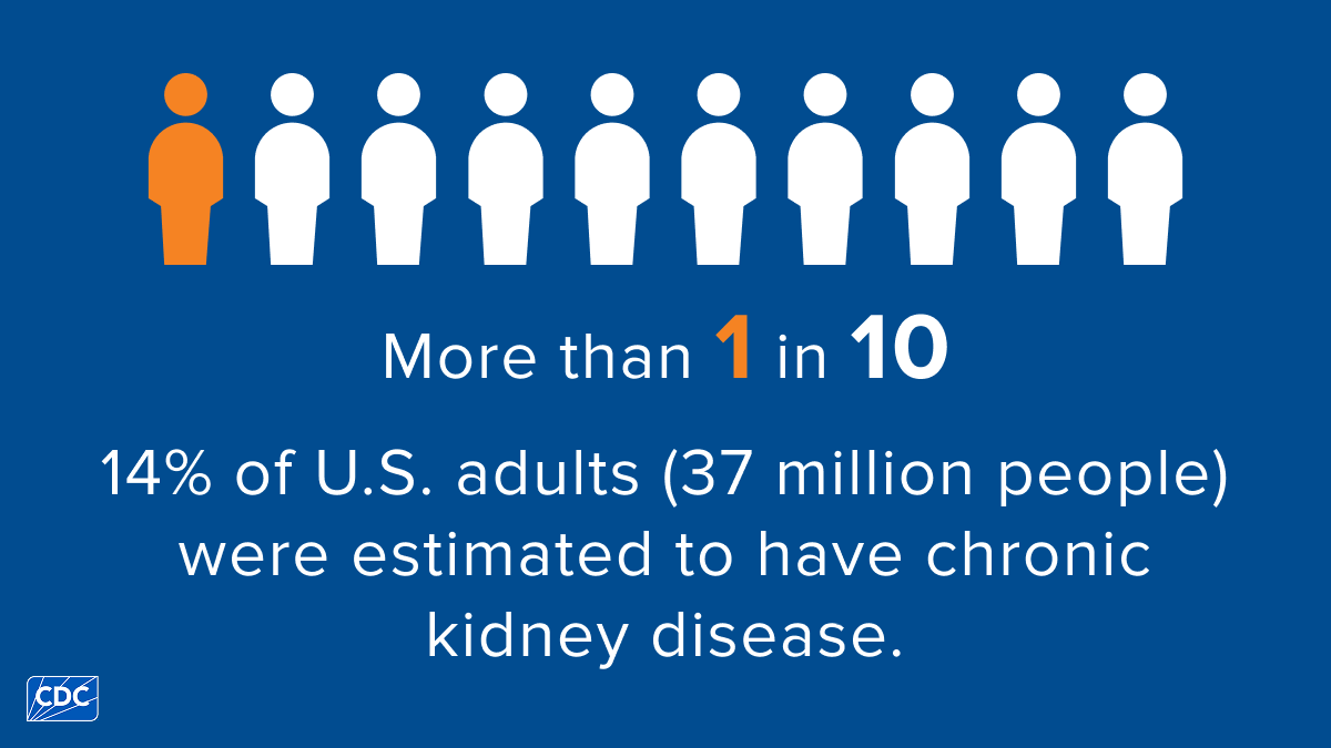 more than 1 in 10 - 15% of U.S. adults were estimated to have chronic kidney disease.