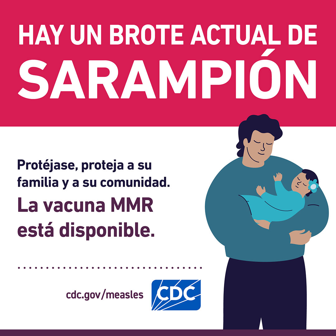 Vaccine Event: Current Outbreak of Measles (1080x1080) in Spanish