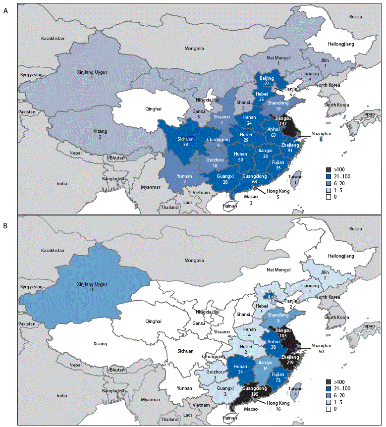 The figure above is a histogram showing confirmed Asian lineage avian influenza A(H7N9) virus infections of humans reported to the World Health Organization (N = 1,557), by month of illness onset in China during February 19, 2013&ndash;August 7, 2017.