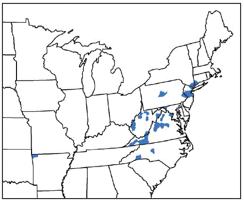 The figure is a map showing the counties and county equivalents where Haemaphysalis longicornis has been reported (N = 45), in the United States, during August 2017&ndash;September 2018.