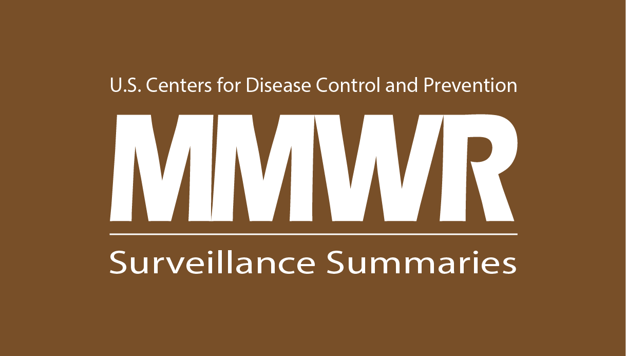 The graphic shows the Center&rsquo;s for Disease Control and Prevention MMWR Surveillance Summaries logo on a brown background.