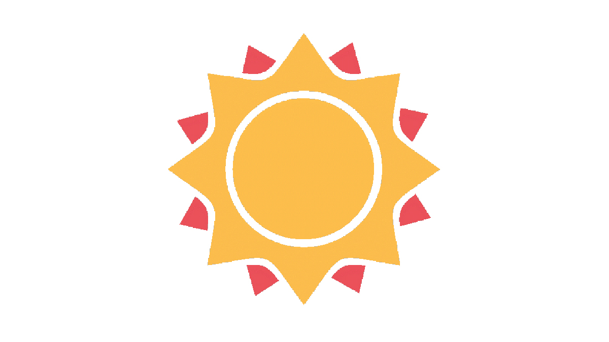 An orange and yellow illustrated icon of the sun.