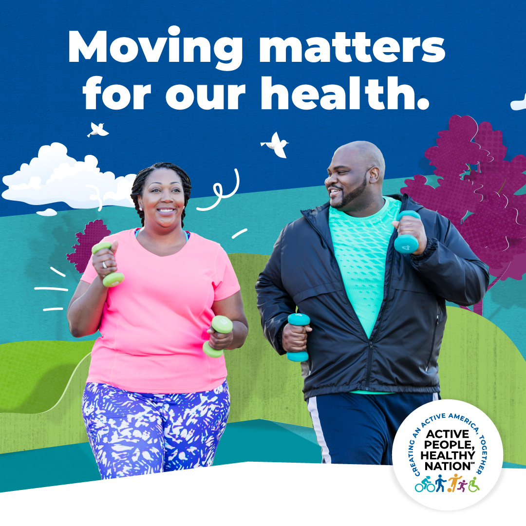 Man and woman walking with weights in their hands