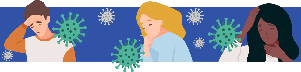 intro02 colorful icons of people with virus floating around them