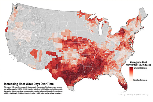 Changes In Heat Wave Days (1979&mdash;2016) Arie Manangan and Ambarish Valdyanathan, CDC Climate and Health Program