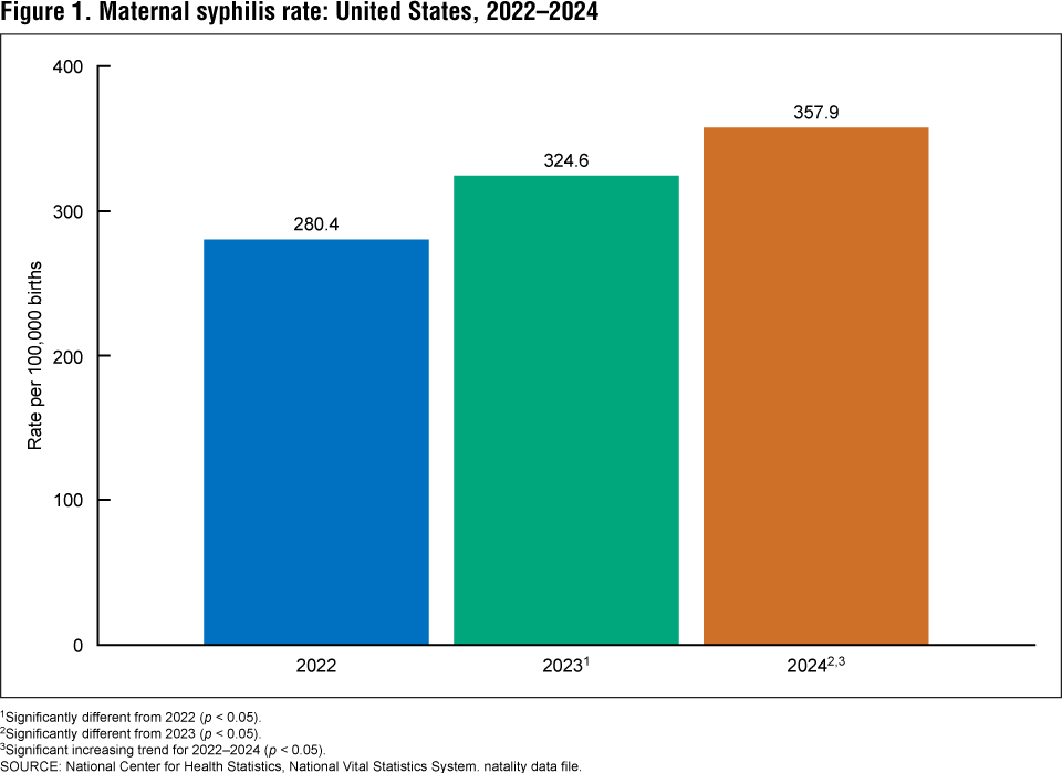 Figure 1. Maternal syphilis rate: United States, 2022&ndash;2024