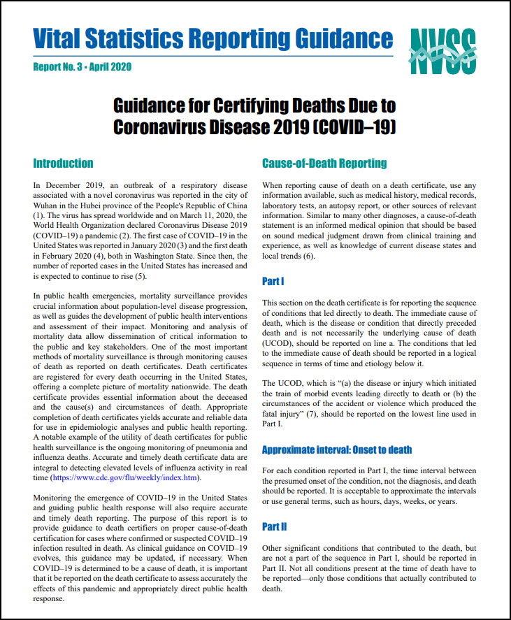 Thumbnail, Guidance for Certifying Deaths Due to Coronavirus Disease 2019 (COVID&ndash;19)