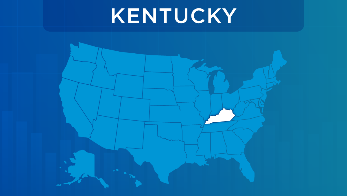 U.S. map with the state of Kentucky highlighted.