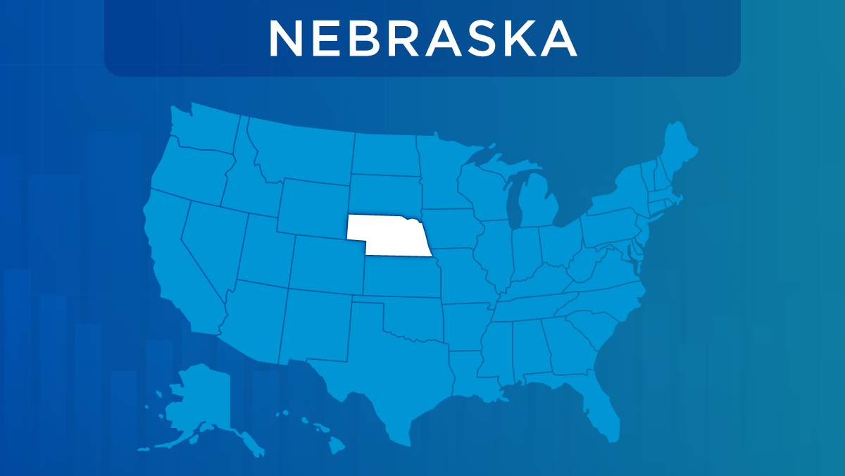 U.S. map with the state of Nebraska highlighted.