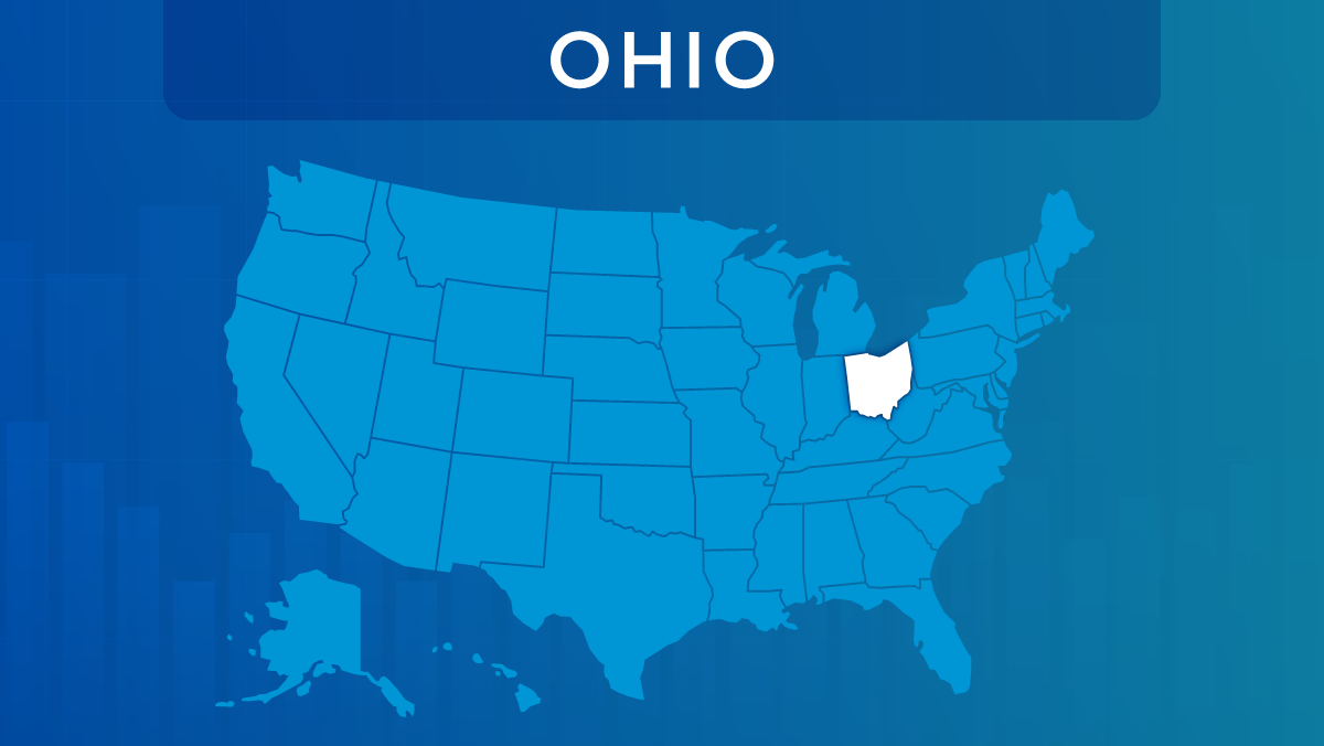 U.S. map with the state of Ohio highlighted.