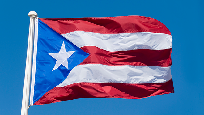Puerto Rico flag blowing in the wind.