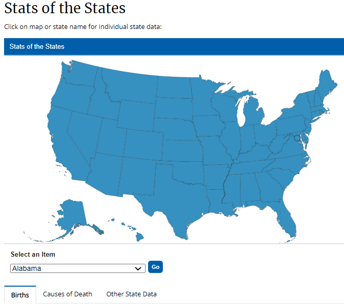 Stats of the States map