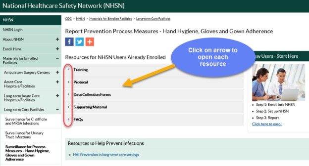 sep18-ltc-4 LTC Prevention Process Measures page. Resource sections on the page are highlighted