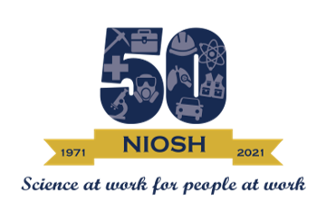NIOSH, 50 years, 1971, 2021. Science at work for people at work.