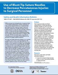Use of Blunt-Tip Suture Needles to Decrease Percutaneous Injuries to Surgical Personnel: Safety and Health Information Bulletin