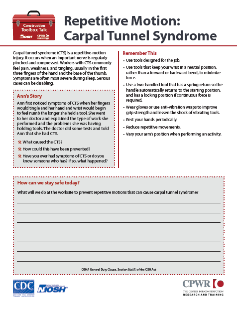 Repetitive Motion: Carpal Tunnel Syndrome 2022-131 Cover Image