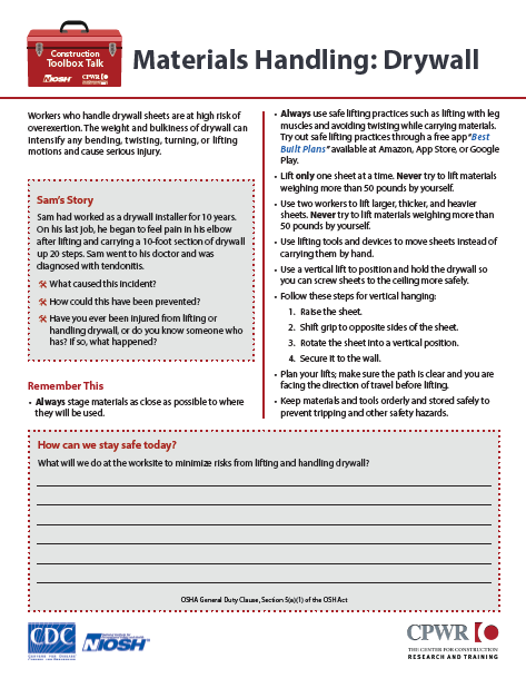 Materials Handing: Drywall	2022-140 Cover Image