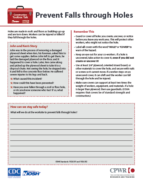 Prevent Falls through Holes 2022-145 Cover Image