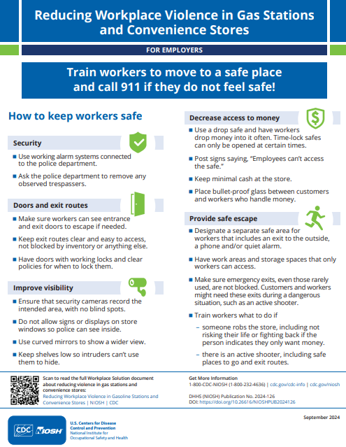 Reducing Workplace Violence in Gas Stations and Convenience Stores: For employers