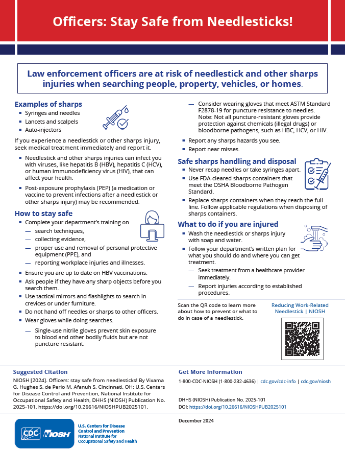 Officers: Stay Safe from Needlesticks!