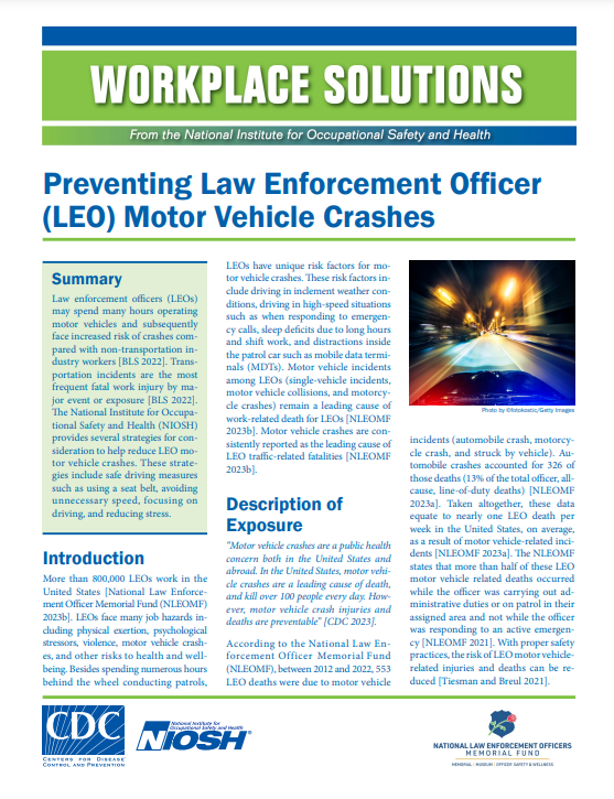 Preventing Law Enforcement Officer (LEO) Motor Vehicle Crashes