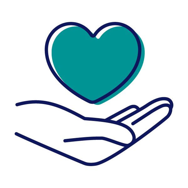 Icon of an open hand holding a heart.