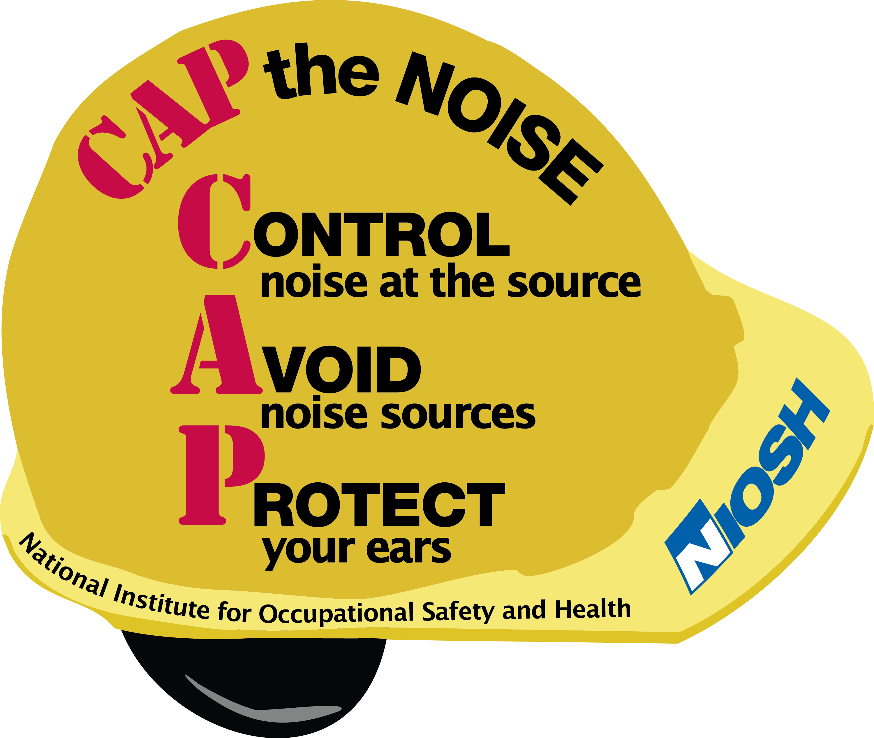 CAP the NOISE sticker illustrating hierarchy of controls. Control - Avoid -Protect (CAP)