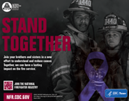 Image that says stand together and join the NFR. Shows two firefighters.