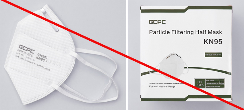 Product and product packaging misrepresenting a NIOSH approval