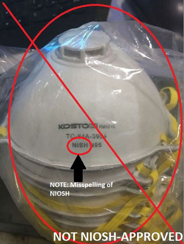 A stack of the counterfeit respirator