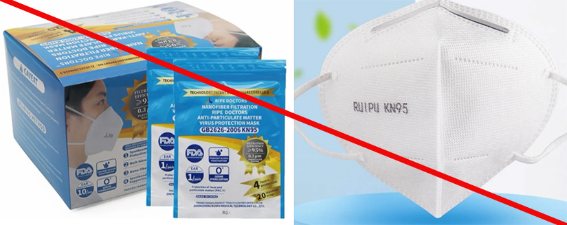 Product and product packaging misrepresenting a NIOSH approval