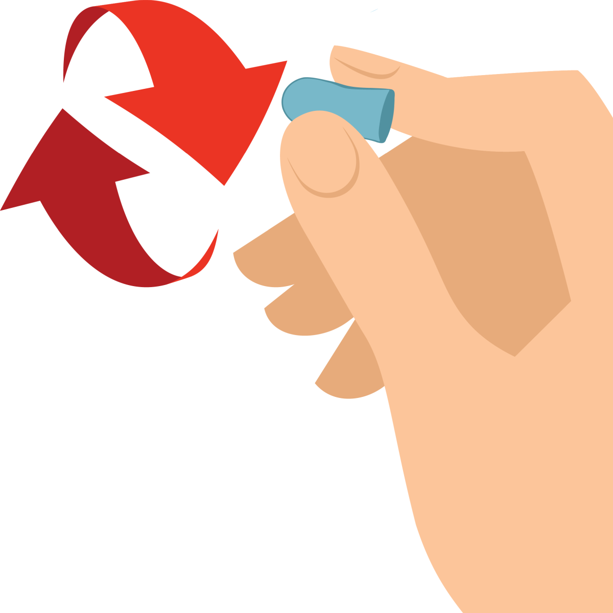 Diagram of earplug Roll-Pull-Hold step 1: Roll