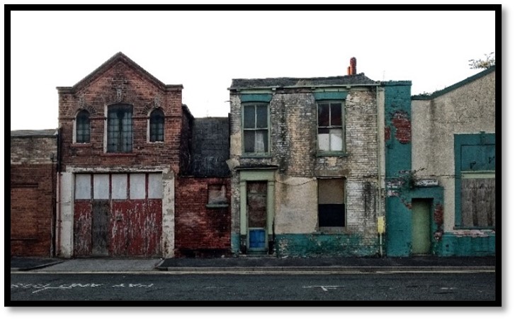 run-down row houses