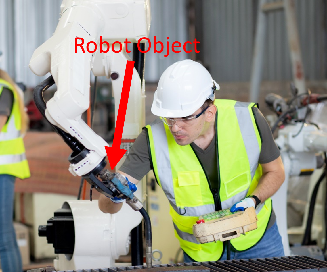 photo demonstrating how a robot's object can strike a worker