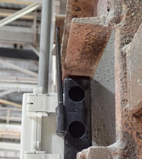 Dust sensor; part of a dust sensing network mounted at an industrial mineral operation.