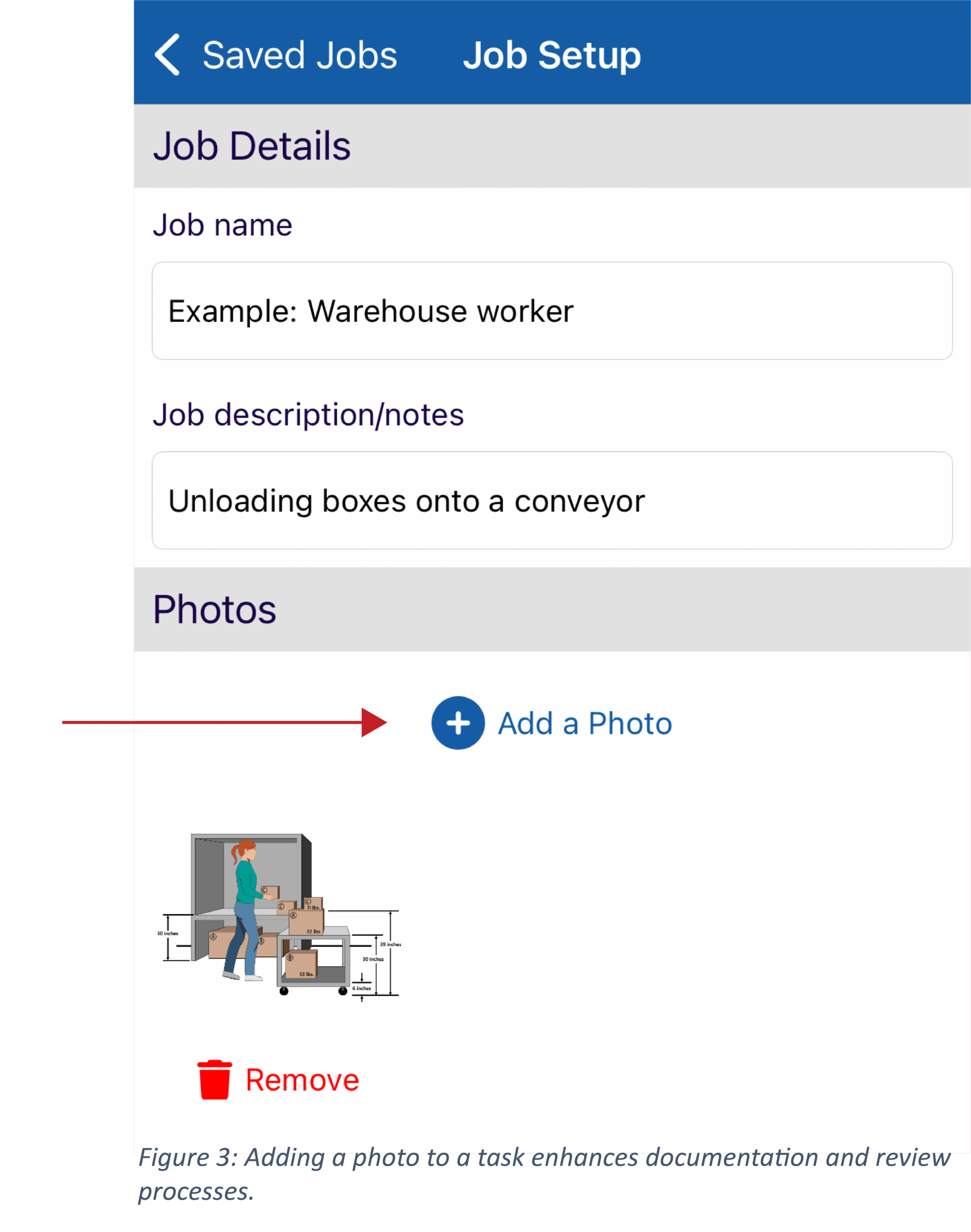 Figure 3: Adding a photo to a task enhances documentation and review processes.