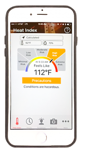 Screen shot of the OSHA-NIOSH Heat Index App