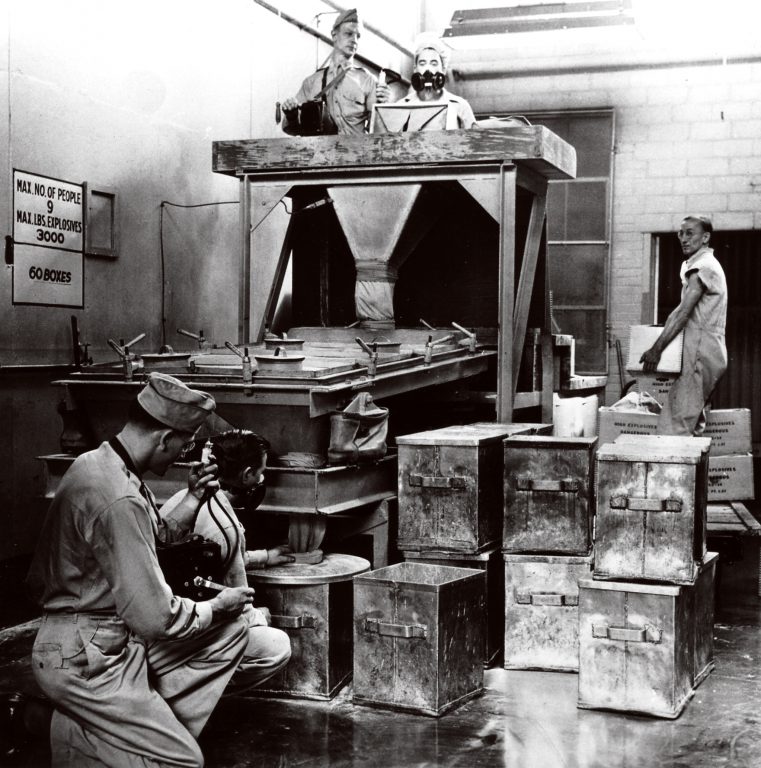 PHS officers sampling TNT workers in ordnance plant, 1943.