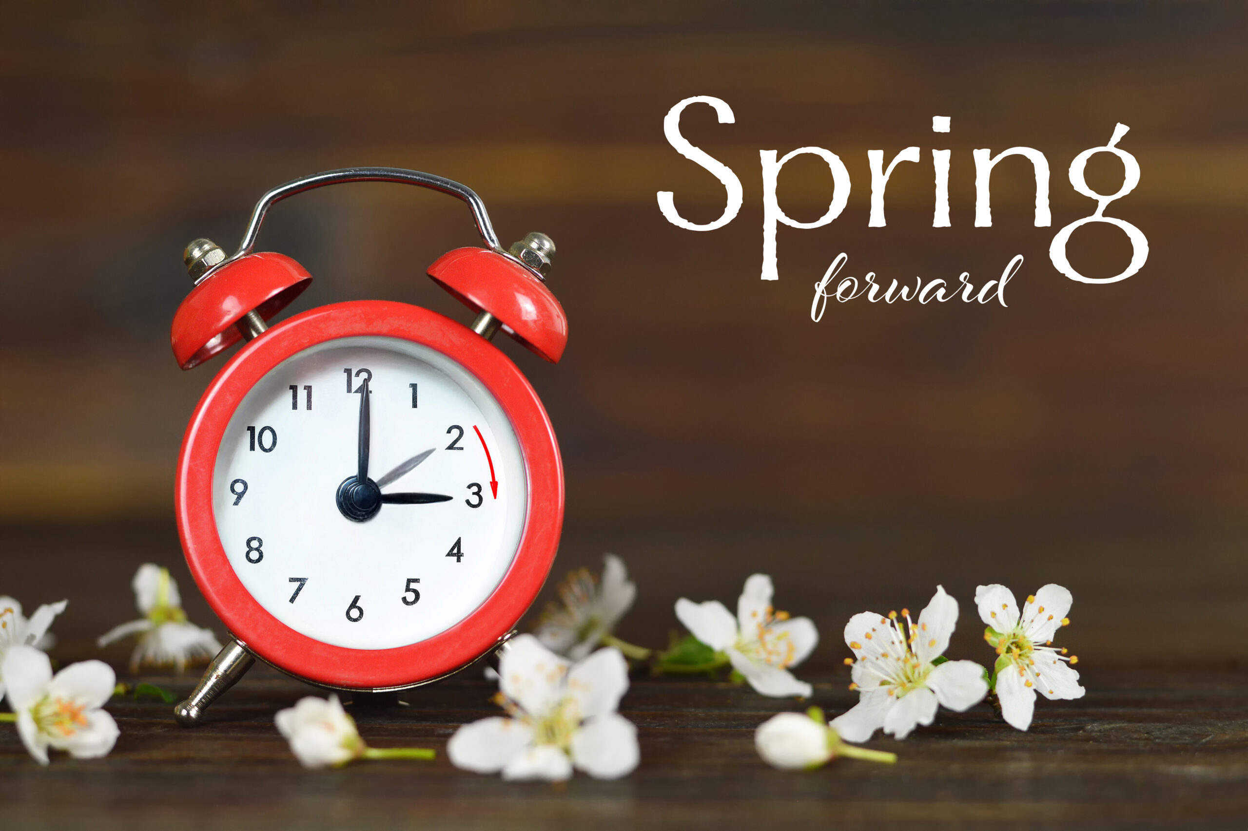 photo of a clock with words spring forward