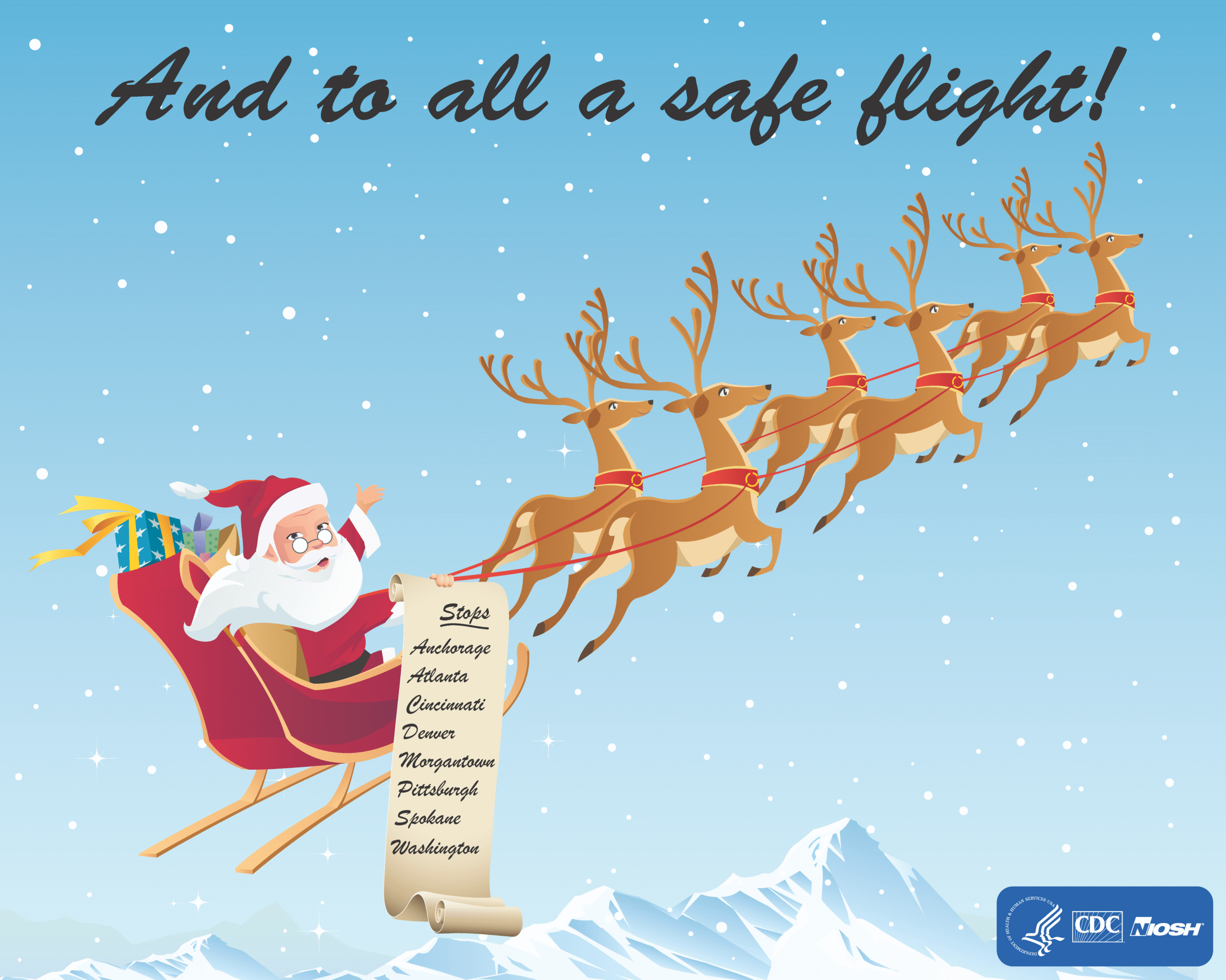 Image of Santa flying in sleigh