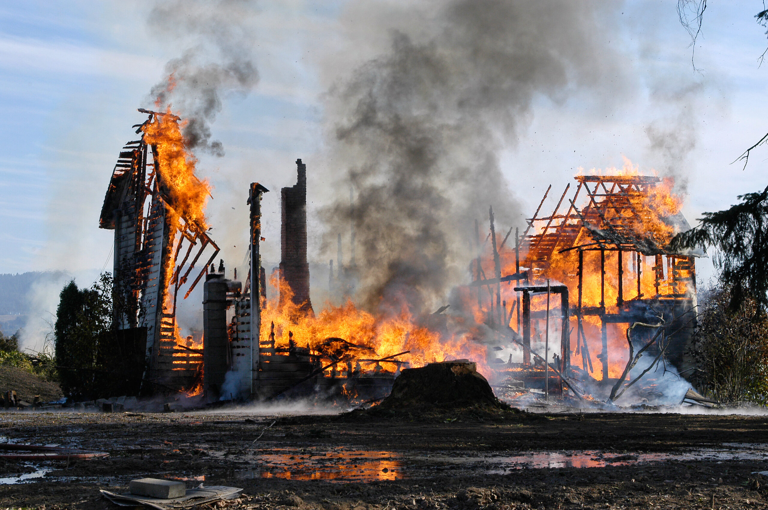 Fire at a whiskey distillery