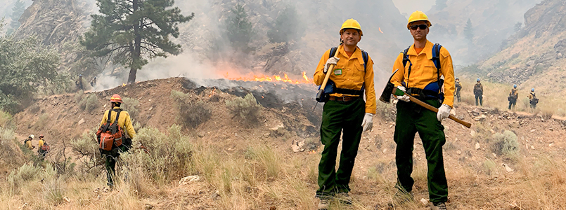 NIOSH researchers observe firefighting activities as part of the 2018-2020 Wildland Firefighter Exposure and Health Effects study. Photo by NIOSH.