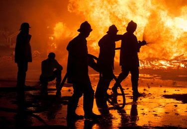 Fire fighter silhouettes