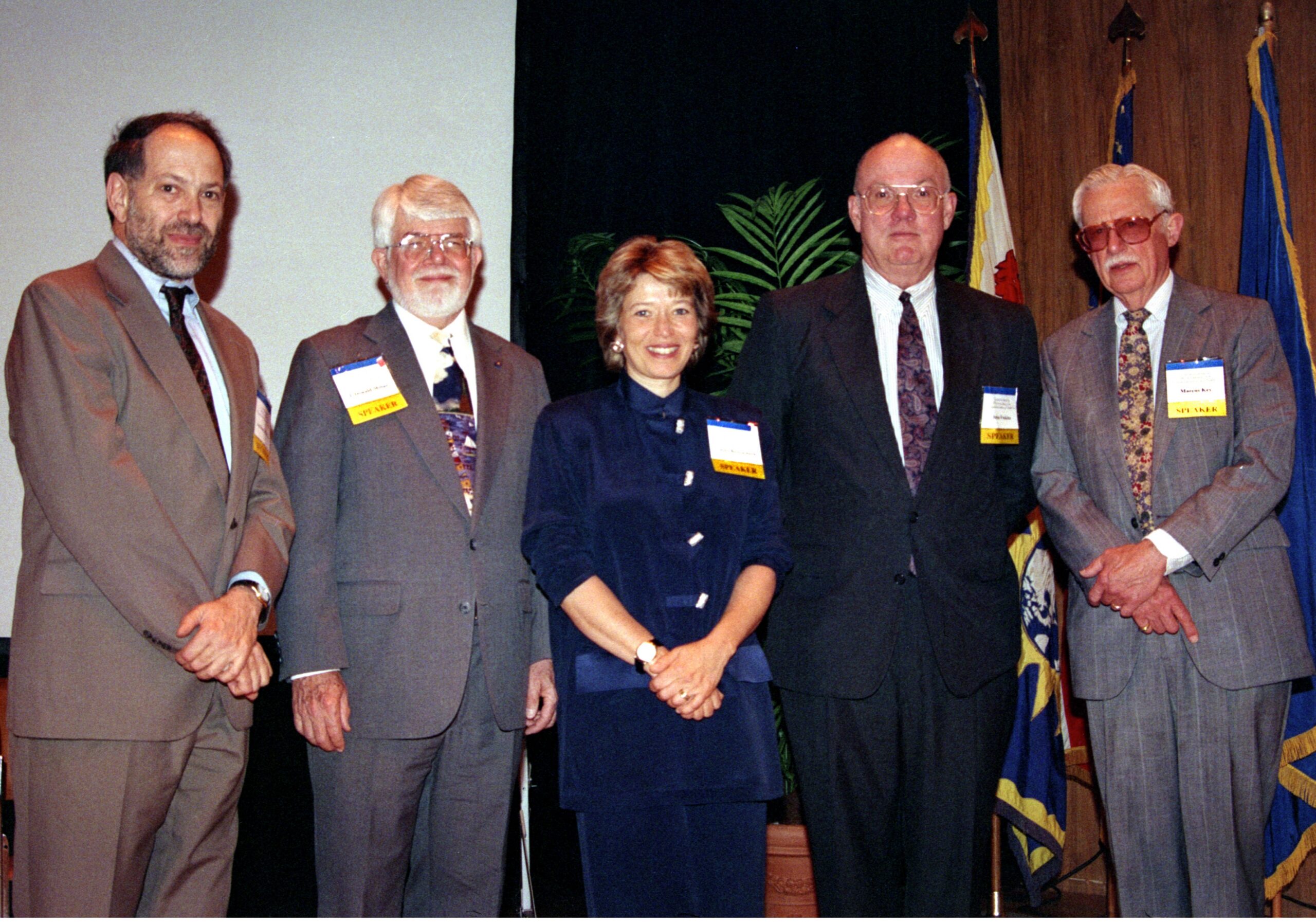 NIOSH Directors at a NIOSH 25th Anniversary event in Washington, DC, April 1996. Left to right: Anthony Robbins, Donald Millar, Linda Rosenstock, John Finklea, Marcus Key