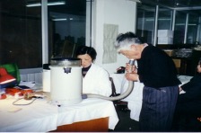 A team member performing pulmonary function studies.
