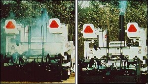 Reduced Emissions from an Asphalt Paver using Engineering controls (before/after)