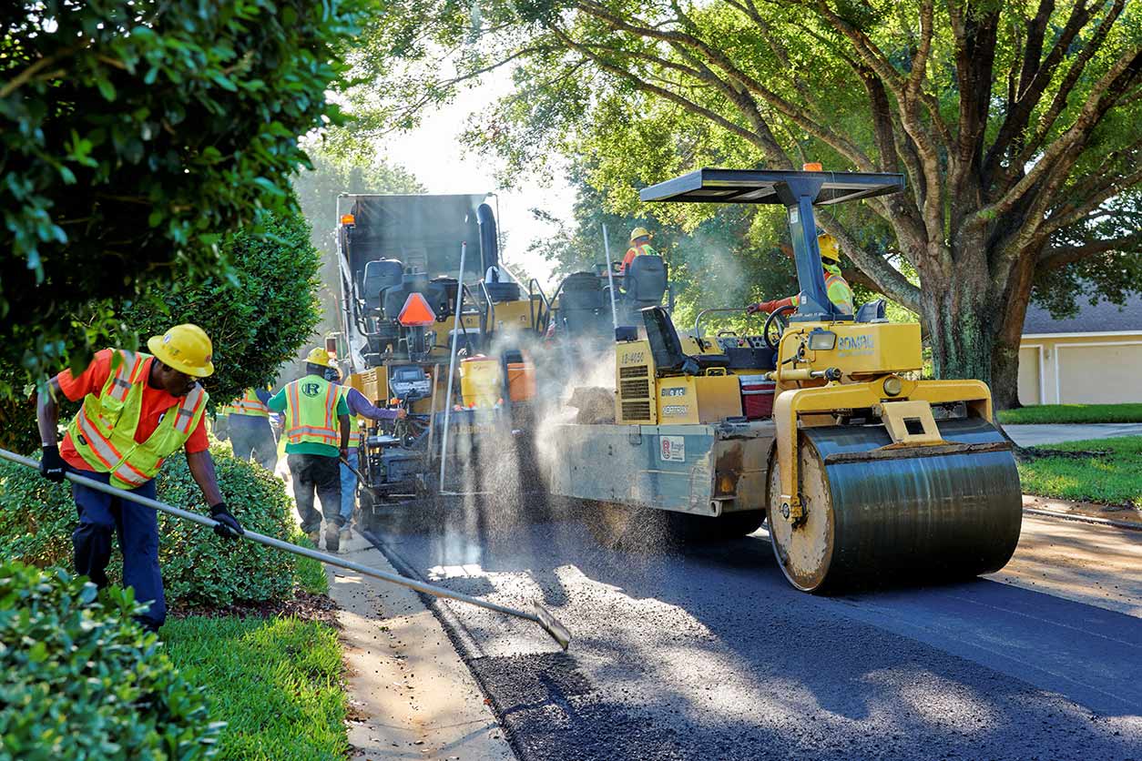 asphalt paving workers