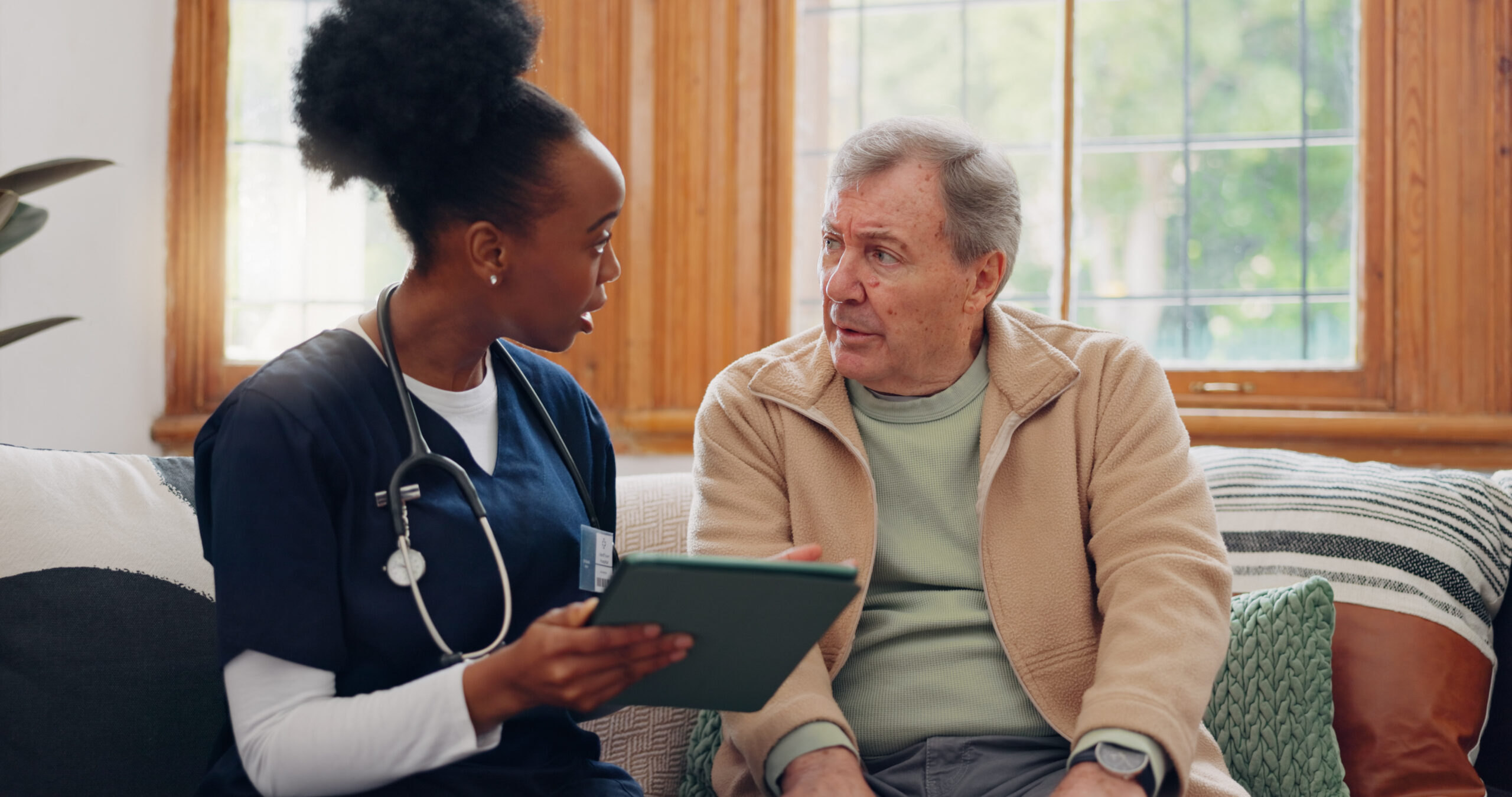home healthcare worker with patient
