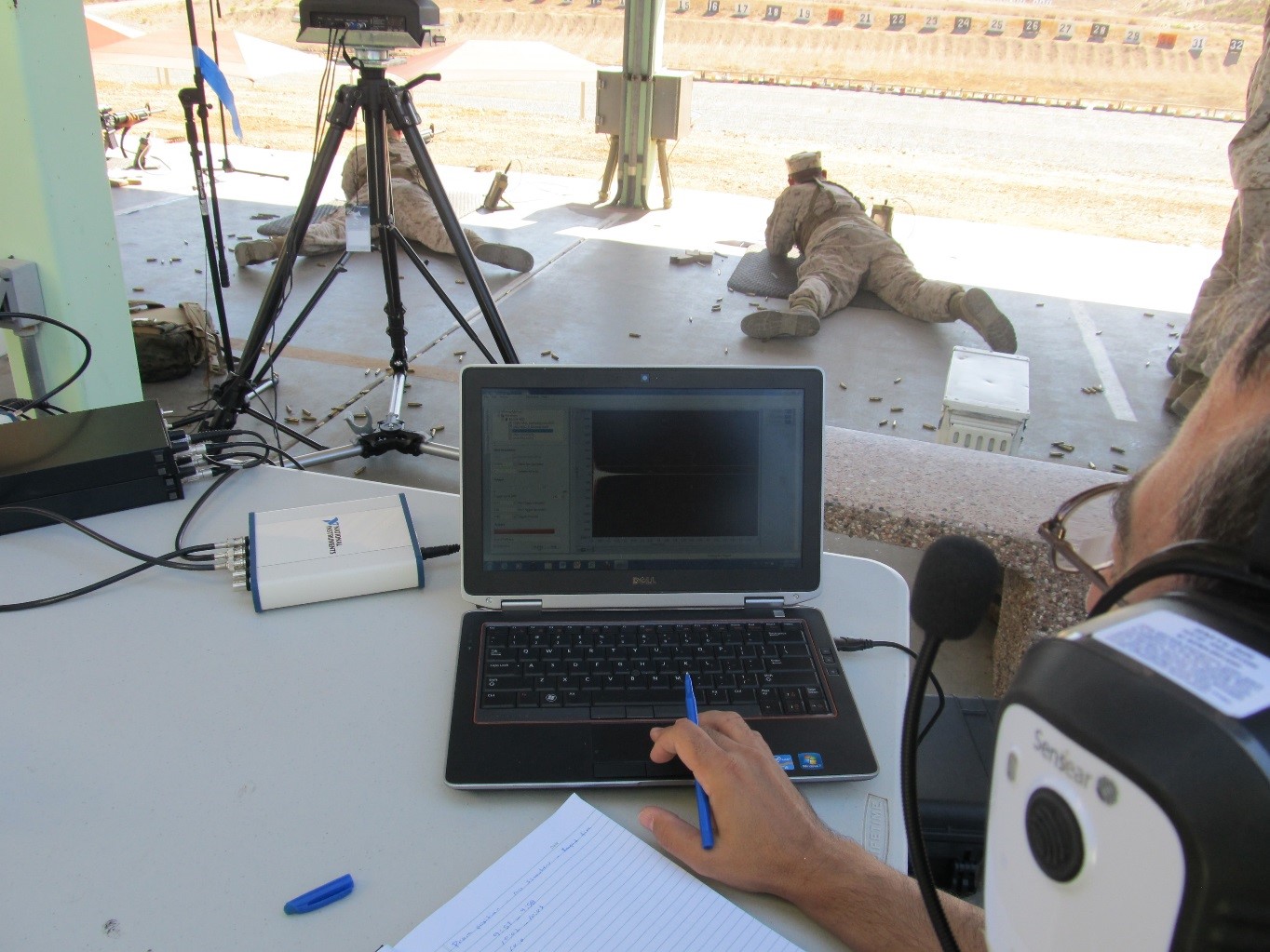 NIOSH impulse noise measurement system being used at a military firing range.