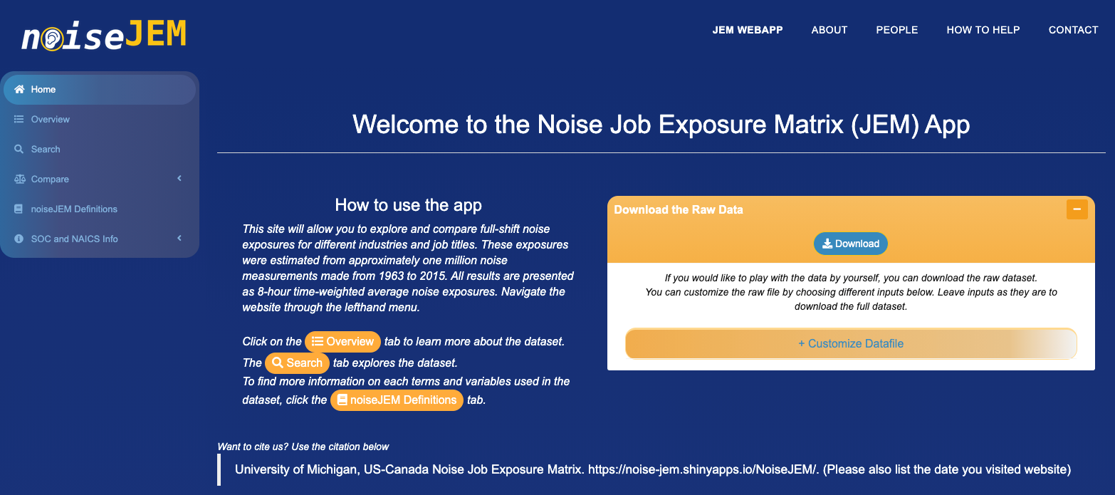 follow the on-screen instructions to get an overview of the dataset, search for particular industries or jobs, or learn more about the definitions of terms